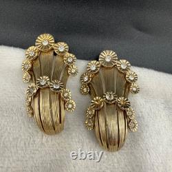 Vintage Jomaz Brooch Set of 2 Rhinestone Gold Tone READ