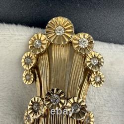 Vintage Jomaz Brooch Set of 2 Rhinestone Gold Tone READ