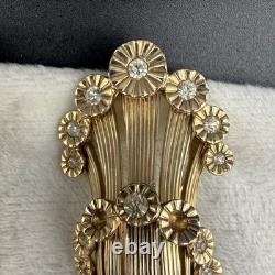 Vintage Jomaz Brooch Set of 2 Rhinestone Gold Tone READ