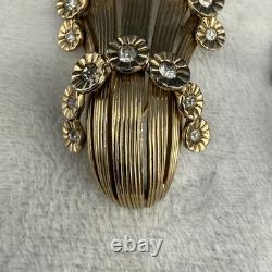 Vintage Jomaz Brooch Set of 2 Rhinestone Gold Tone READ