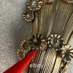 Vintage Jomaz Brooch Set of 2 Rhinestone Gold Tone READ