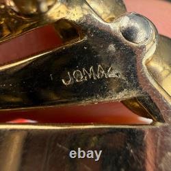 Vintage Jomaz Brooch Set of 2 Rhinestone Gold Tone READ