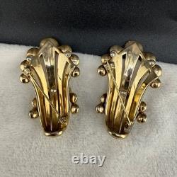 Vintage Jomaz Brooch Set of 2 Rhinestone Gold Tone READ