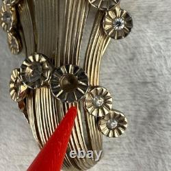 Vintage Jomaz Brooch Set of 2 Rhinestone Gold Tone READ