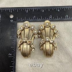 Vintage Jomaz Brooch Set of 2 Rhinestone Gold Tone READ