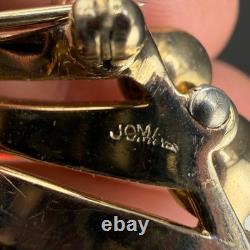 Vintage Jomaz Brooch Set of 2 Rhinestone Gold Tone READ