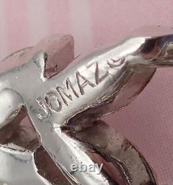 Vintage Jomaz Clear Rhinestone Floral Spray Silver Tone Pin Brooch