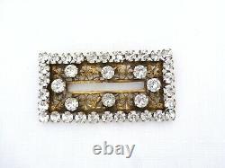Vintage Joseff of Hollywood clear rhinestone rectangular brooch