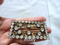 Vintage Joseff of Hollywood clear rhinestone rectangular brooch