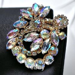 Vintage Juliana Aurora Borealis AB Rhinestone Wreath Domed Brooch