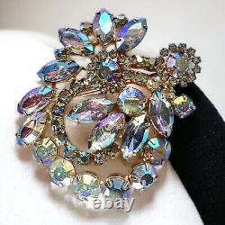 Vintage Juliana Aurora Borealis AB Rhinestone Wreath Domed Brooch