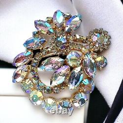 Vintage Juliana Aurora Borealis AB Rhinestone Wreath Domed Brooch