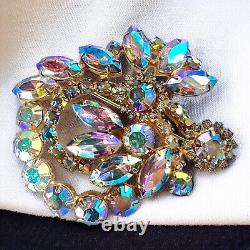 Vintage Juliana Aurora Borealis AB Rhinestone Wreath Domed Brooch