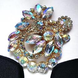 Vintage Juliana Aurora Borealis AB Rhinestone Wreath Domed Brooch