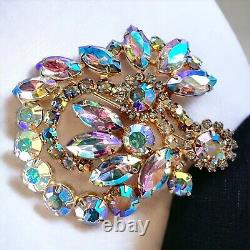 Vintage Juliana Aurora Borealis AB Rhinestone Wreath Domed Brooch