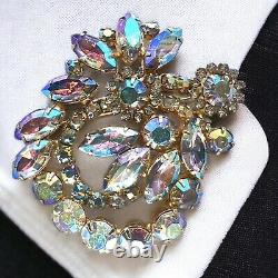 Vintage Juliana Aurora Borealis AB Rhinestone Wreath Domed Brooch