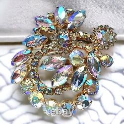 Vintage Juliana Aurora Borealis AB Rhinestone Wreath Domed Brooch