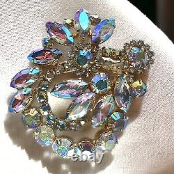 Vintage Juliana Aurora Borealis AB Rhinestone Wreath Domed Brooch