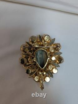 Vintage Juliana Blue Gray & AB Rhinestone Teardrop Brooch Gorgeous 2 1/4 X 1 7/8