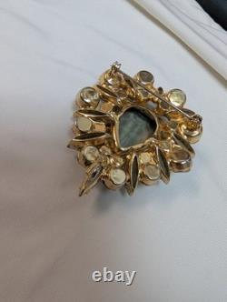 Vintage Juliana Blue Gray & AB Rhinestone Teardrop Brooch Gorgeous 2 1/4 X 1 7/8