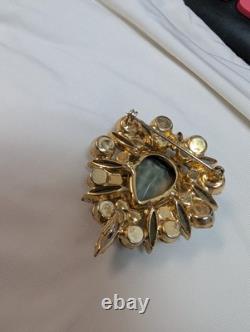 Vintage Juliana Blue Gray & AB Rhinestone Teardrop Brooch Gorgeous 2 1/4 X 1 7/8