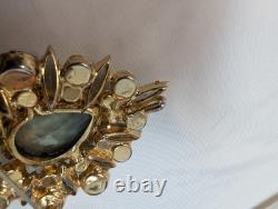 Vintage Juliana Blue Gray & AB Rhinestone Teardrop Brooch Gorgeous 2 1/4 X 1 7/8