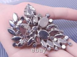Vintage Juliana Blue Rhinestone Cabachon Silver tone Large Brooch