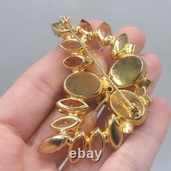 Vintage Juliana Brooch Earrings Set Pillowcase Rhinestone Orange Clip Ons READ
