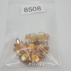 Vintage Juliana Brooch Earrings Set Pillowcase Rhinestone Orange Clip Ons READ