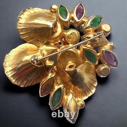 Vintage Juliana Brooch Multicolor Rhinestones, Gold, Molded Glass, Verified