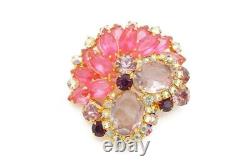 Vintage Juliana Brooch Pin Gold Tone Pink Purple Rhinestone