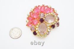 Vintage Juliana Brooch Pin Gold Tone Pink Purple Rhinestone