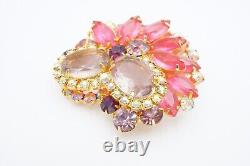 Vintage Juliana Brooch Pin Gold Tone Pink Purple Rhinestone