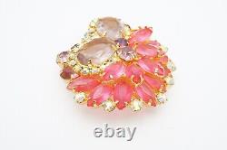 Vintage Juliana Brooch Pin Gold Tone Pink Purple Rhinestone