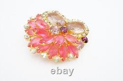 Vintage Juliana Brooch Pin Gold Tone Pink Purple Rhinestone