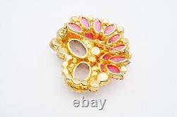 Vintage Juliana Brooch Pin Gold Tone Pink Purple Rhinestone