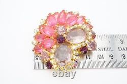 Vintage Juliana Brooch Pin Gold Tone Pink Purple Rhinestone