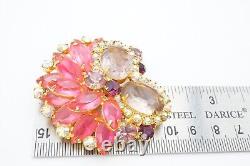 Vintage Juliana Brooch Pin Gold Tone Pink Purple Rhinestone