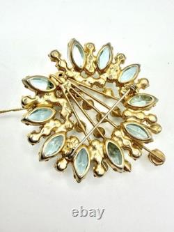 Vintage Juliana D&E Aquamarine Blue AB Rhinestone Spray Brooch Unmarked