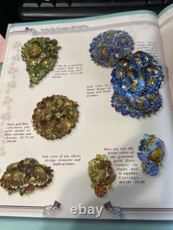 Vintage Juliana D&E Blue Gold Fluss Art Glass Rhinestone Brooch RARE Book Piece