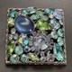 Vintage Juliana D&E Blue Green Rhinestone Art Glass Square Brooch Unsigned