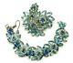 Vintage Juliana D&E Blue Rhinestone Bracelet, Brooch Set