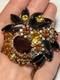 Vintage Juliana D&E Brooch Autumn Amber Brown Rhinestone Flower Pin