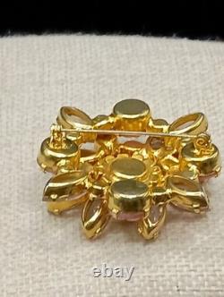 Vintage Juliana D & E Brooch Scooped Out Pink Lavender AB Rhinestone Book Piece