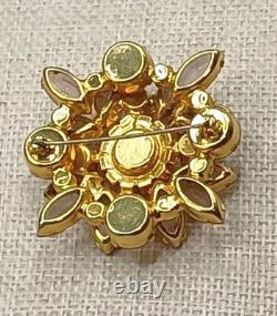Vintage Juliana D & E Brooch Scooped Out Pink Lavender AB Rhinestone Book Piece