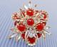 Vintage Juliana D&E Carnelian Rare White Rhinestone Gold tone Brooch