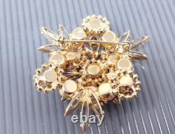 Vintage Juliana D&E Carnelian Rare White Rhinestone Gold tone Brooch