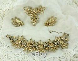 Vintage Juliana D & E Clear Rhinestone AB Parure Bracelet, Earrings, Brooch Set