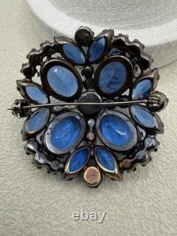 Vintage Juliana D&E Cobalt Blue AB Rhinestone Brooch 11JJ 000596 1960s
