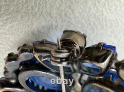 Vintage Juliana D&E Cobalt Blue AB Rhinestone Brooch 11JJ 000596 1960s